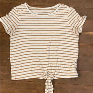 American eagle white and yellow striped shirt